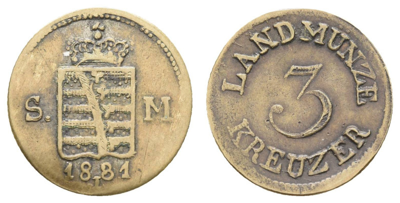 Deutschland 1800-1871 Sachsen-Meiningen
 3 Kreuzer, 1831, Bernhard Erich Freund...