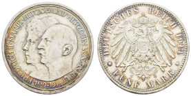 Silbermünzen des Kaiserreichs Anhalt
 5 Mark, 1914, Friedrich II., auf die Silberne Hochzeit, kl. Rf., schöne Patina, vz. J. 25