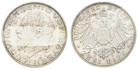 Silbermünzen des Kaiserreichs Bayern
 2 Mark, 1914, Ludwig III., kl. Kratzer, PP. J. 51