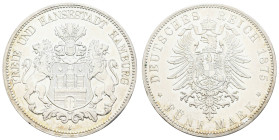 Silbermünzen des Kaiserreichs Hamburg
 5 Mark, 1875, kl. Rf., etw. berieben, ss-vz. J. 62