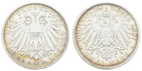 Silbermünzen des Kaiserreichs Lübeck
 2 Mark, 1904, ss, J. 81.