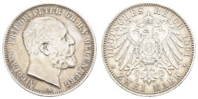 Silbermünzen des Kaiserreichs Oldenburg
 2 Mark, 1891, Nicolaus Friedrich Peter, s-ss. J. 93