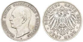 Silbermünzen des Kaiserreichs Oldenburg
 5 Mark, 1900, Friedrich August, kl. Rf., ss. J. 95.