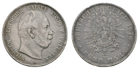 Silbermünzen des Kaiserreichs Preussen
 5 Mark, 1876, A, Kratzer, Randfehler, ss, J. 97