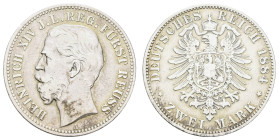 Silbermünzen des Kaiserreichs Reuss jüngere Linie
 2 Mark, 1884, Heinrich XIV., Randfehler, s. J. 120