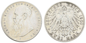 Silbermünzen des Kaiserreichs Sachsen-Meiningen
 2 Mark, 1902, Georg II., Randfehler, ss. J. 151b