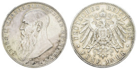 Silbermünzen des Kaiserreichs Sachsen-Meiningen
 5 Mark, 1908, Georg II., kl. Rf., ss. J. 153b