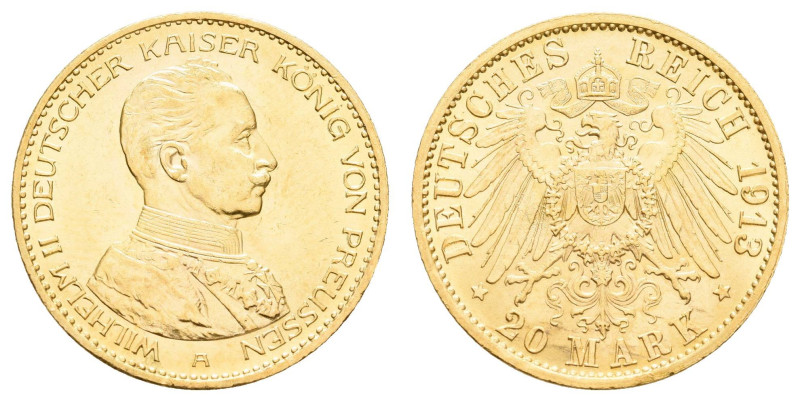 Goldmünzen des Kaiserreichs Preussen
 20 Mark, 1913, Wilhelm II., kl. Rf., kl. ...