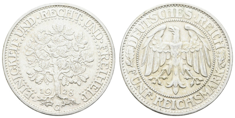 Münzen Weimar
 5 Reichsmark, 1928, G, ss+, J. 331.