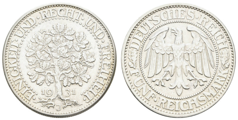 Münzen Weimar
 5 Reichsmark, 1931, J, Eichbaum, kl. Rf., f. vz. J. 331