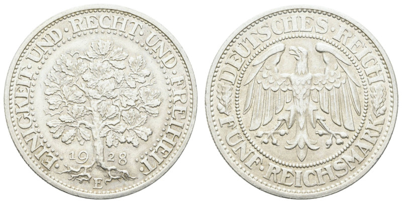 Münzen Weimar
 5 Reichsmark, 1928, E, Eichbaum, ss-vz, J. 331.