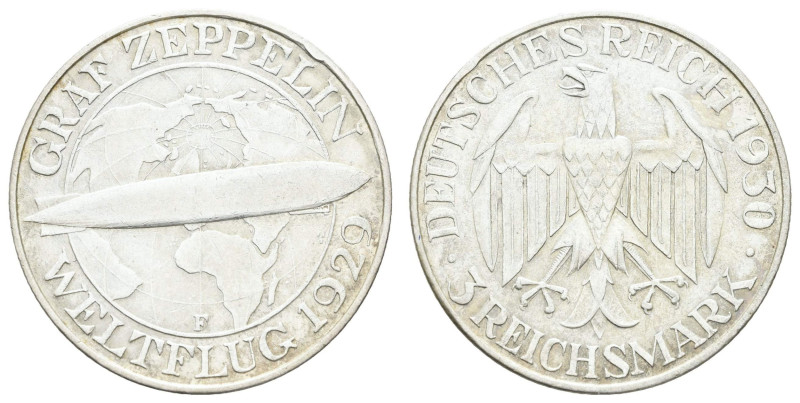 Münzen Weimar
 3 Reichsmark, 1930, F, Zeppelin, ss. J. 342