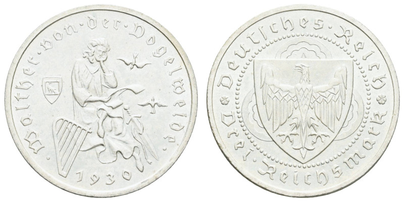 Münzen Weimar
 3 Reichsmark, 1930, A, Walther von der Vogelweide, vz. J. 344