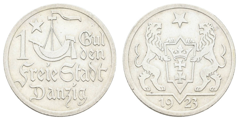 Münzen der deutschen Nebengebiete
 Danzig, 1 Gulden, 1923, vz, J. D7.