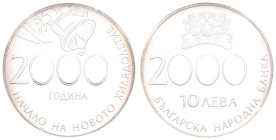 Europa und Übersee Bulgarien
 10 Lewa, 2000, Christliche Jahrtausendwende, KM 244, Nikolov 316, wz. Kr., PP.