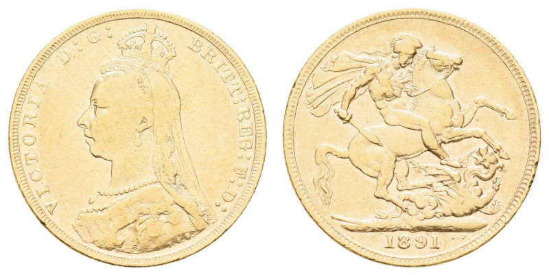 Europa und Übersee Grossbritannien
 Sovereign, 1891, Victoria, Fb. 392, kl. Rf....