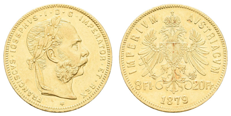 Europa und Übersee Österreich bis 1918
 8 Florin, Gold, 1879, Franz Joseph I., ...