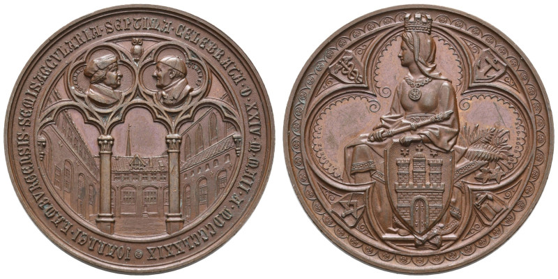 Medaillen Medaillen Deutschland vor 1900
 Hamburg, Bronzemedaille (Dm. 42,4mm, ...