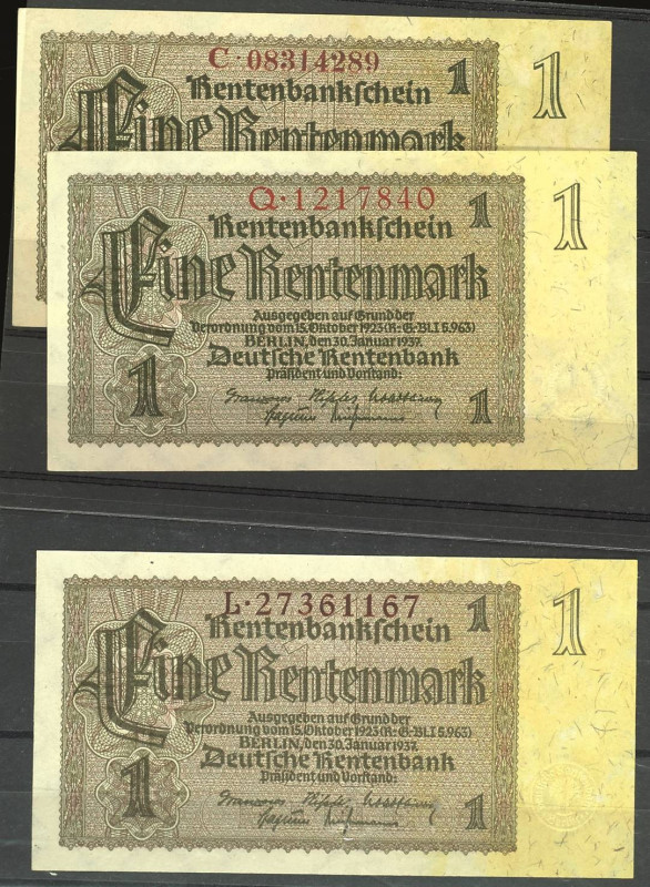 Banknoten Deutsche Reichsbanknoten 1874-1945
 Deutsche Rentenbank, 1 Rentenmark...