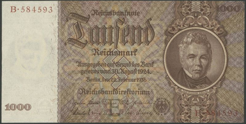 Banknoten Deutsche Reichsbanknoten 1874-1945
 III. Reich, 1000 Reichsmark 22.2....