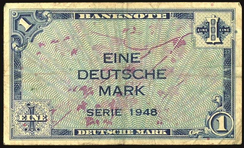 Banknoten Geldscheine Bank deutscher Länder
 BDL, 4x1 DM 1948, ohne KN und Seri...