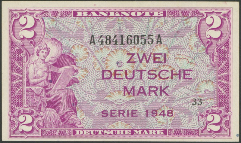 Banknoten Geldscheine Bank deutscher Länder
 BDL, 2 Deutsche Mark 1948, A/A, Gr...