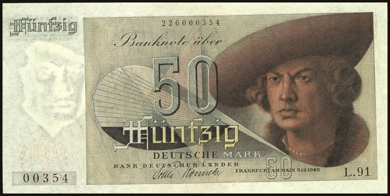 Banknoten Geldscheine Bank deutscher Länder
 BDL, 50 DM 9.12.1948, Franzosensch...