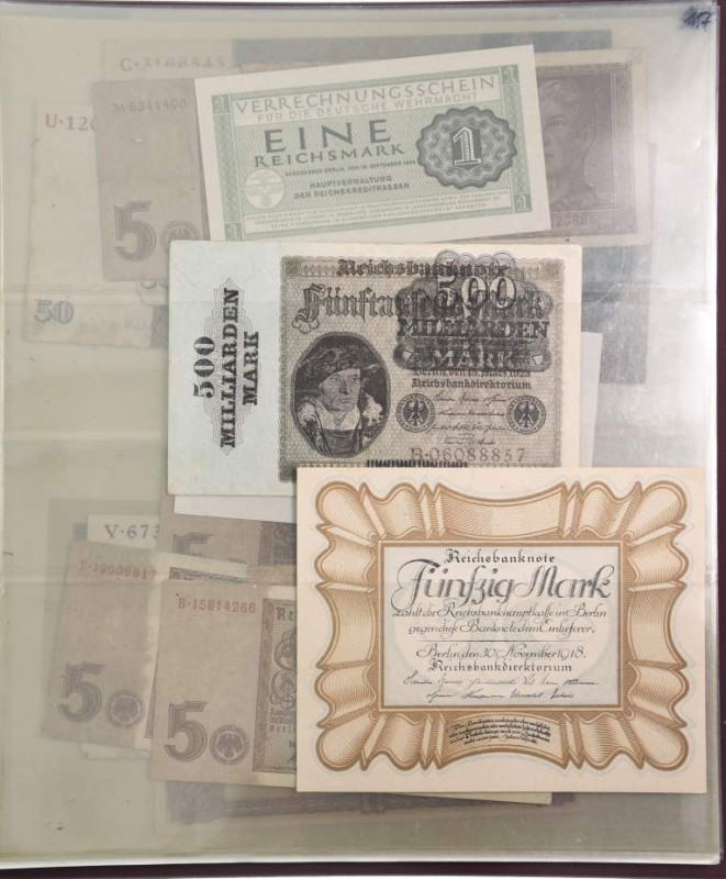 Banknoten Sammlungen Papiergeld
 Deutschland Nachlass Banknoten ab 1918-1970, 6...