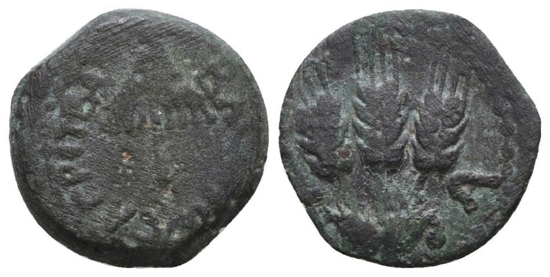 JUDAEA, Herodians. Agrippa I. 37-43 CE. Æ Prutah. Jerusalem mint. Dated RY 6 (41...