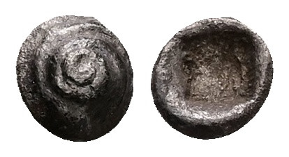 Asia Minor, Uncertain mint(probably Caria). AR Hemiobol, 0.26 g 6.22 mm. 6th cen...