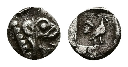 Asia Minor, Uncertain. AR Hemiobol, 0.28 g 5.99 mm. 6th-5th centuries BC.
Obv: H...