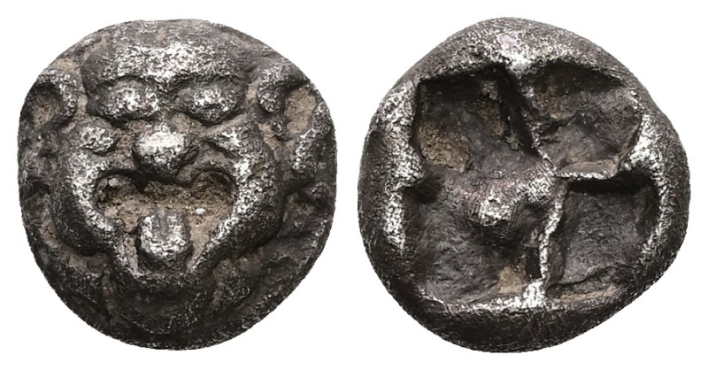 Mysia, Parion. AR Drachm, 3.81 g 13.47 mm. 5th century BC.
Obv: Facing gorgoneio...