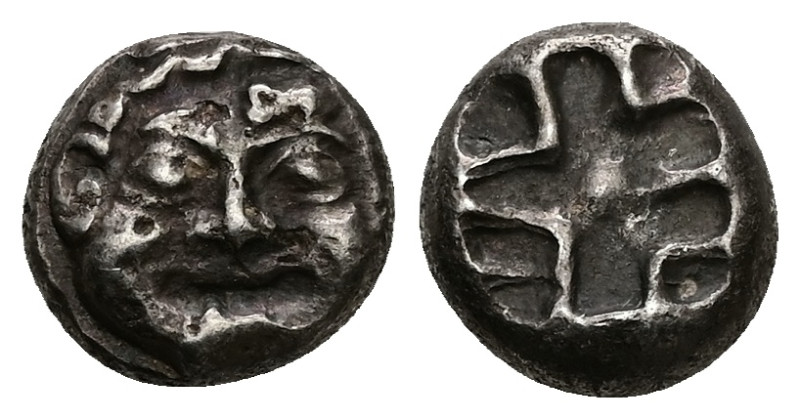 Mysia, Parion. AR Drachm, 3.50 g 12.50 mm. 5th century BC.
Obv: Facing gorgoneio...