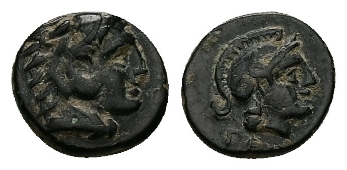 Mysia, Pergamon, Ae, 0.98 g 9.77 mm. Circa 310-282 BC.
Obv:Head of Herakles righ...