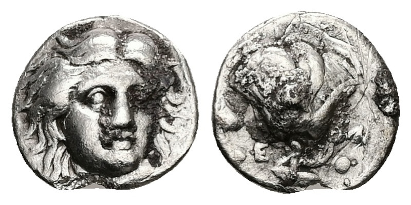 Caria, Rhodes. AR Hemidrachm, 1.51 g 11.95 mm. Circa 340-316 BC. 
Obv: Head of H...