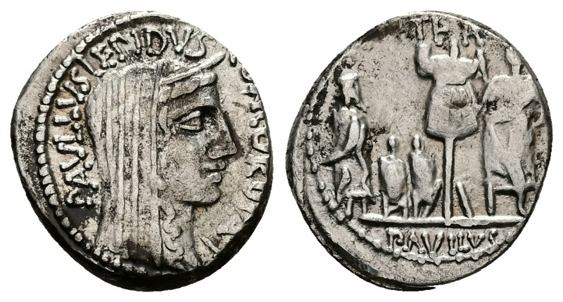 L. Aemilius Lepidus Paullus, 62 BC. AR, Denarius. 4.13 g. 19.23 mm. Rome.
Obv: P...