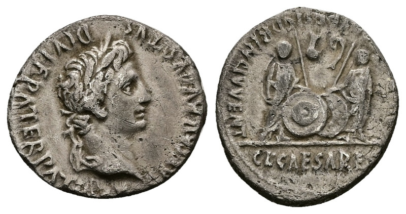 Augustus, 27 BC-AD 14. AR, Denarius. 3.73 g. 20.19 mm. Lugdunum.
Obv: CAESAR AVG...