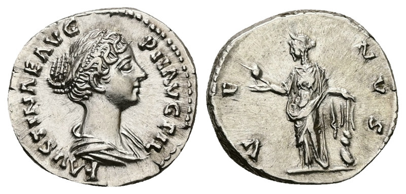 Faustina II Augusta, 147-175 AD. AR, Denarius. 3.64 g. 18.38 mm. Rome.
Obv: FAV...