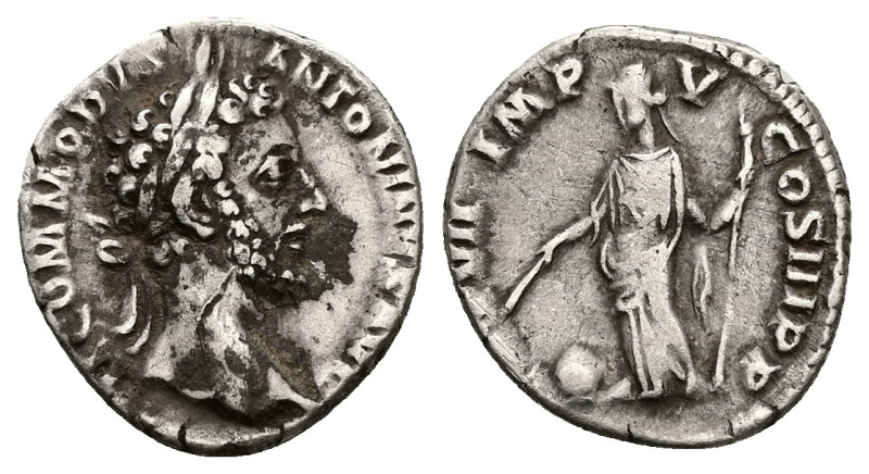 Commodus, AD 177-192 AR, Denarius. 2.54 g. 17.87 mm. Rome.
Obv: M COMMODVS ANTON...