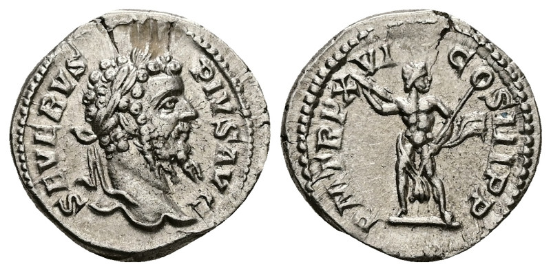 Septimius Severus, AD 193-211. AR, Denarius. 3.18 g. 20.54 mm. Rome.
Obv: SEVERV...