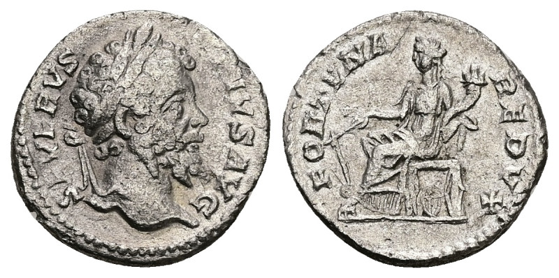 Septimius Severus, AD 193-211. AR, Denarius. 2.38 g. 18.37 mm. Rome.
Obv: SEVERV...