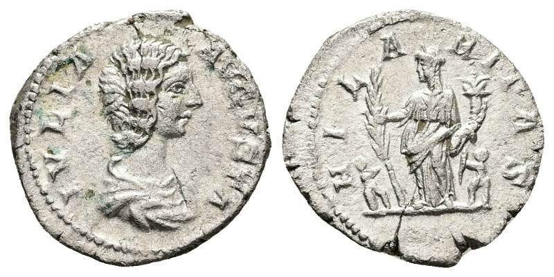 Julia Domna, AD 193-217. AR, Denarius. 3.38 g. 20.00 mm. Rome.
Obv: IVLIA AVGVST...