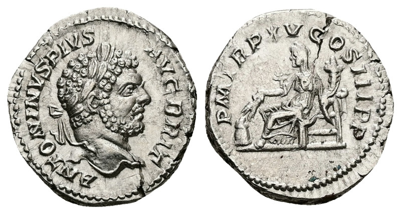 Caracalla, AD 197-217. AR, Denarius. 2.81 g. 19.17 mm. Rome.
Obv: ANTONINVS PIVS...