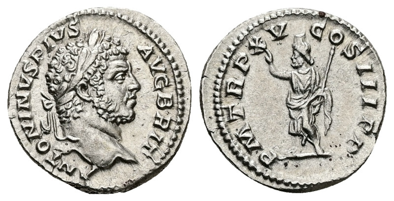 Caracalla, AD 197-217. AR, Denarius. 3.21 g. 18.74 mm. Rome.
Obv: ANTONINVS PIVS...