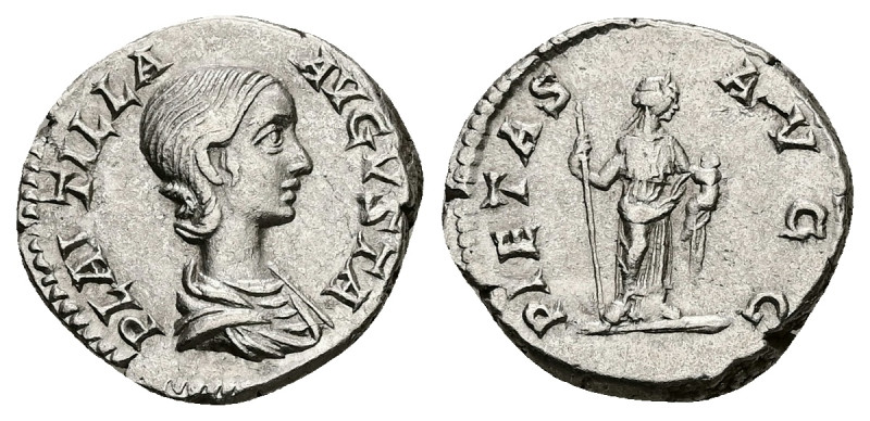 Plautilla, AD 202-205. AR, Denarius. 3.30 g. 18.16 mm. Rome.
Obv: PLAVTILLA AVGV...