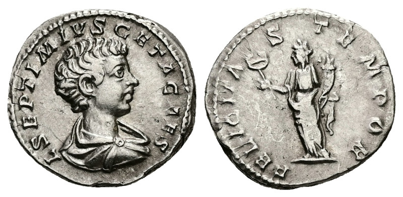 Geta as Caesar, AD 198-209. AR, Denarius. 3.38 g. 18.35 mm. Laodicea.
Obv: L SEP...