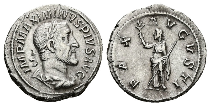 Maximinus Thrax, 235-238 AD. AR, Denarius. 3.09 g. 19.97 mm. Rome.
Obv: IMP MAXI...