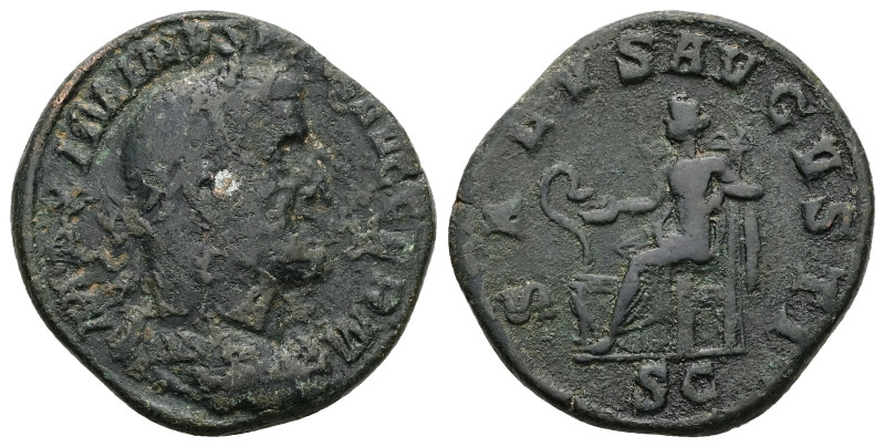 Maximinus Thrax, AD 235-238. AE, Sestertius. 17.87 mm. 29.66 mm. Rome.
Obv: MAX...