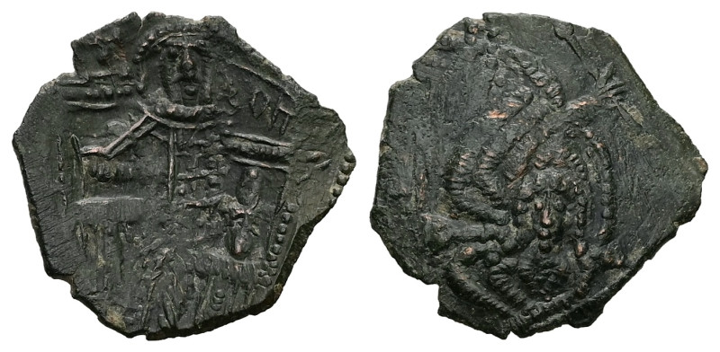 Michael VIII Palaeologus, AD 1261-1282. AE, Trachy. 1.77 g. 20.88 mm. Constantin...