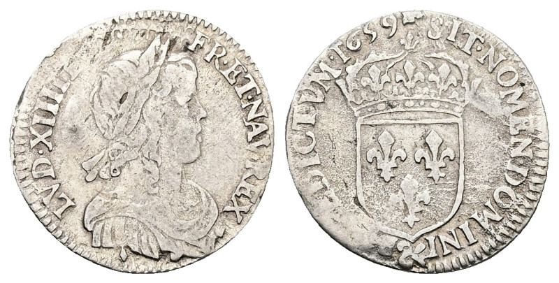 France. Louis XIV the Sun King, AD 1643-1715. AR, 1/12 Écu. 2.35 g. 20.19 mm.
Ob...